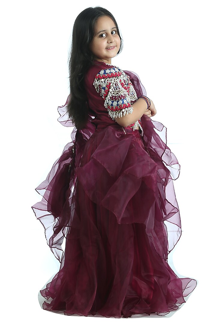 Purple Organza Lehenga Set For Girls by Alyaansh Couture at Pernia's Pop Up Shop