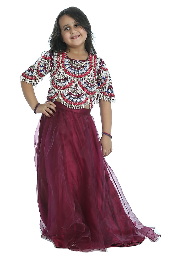 Purple Organza Lehenga Set For Girls by Alyaansh Couture at Pernia's Pop Up Shop