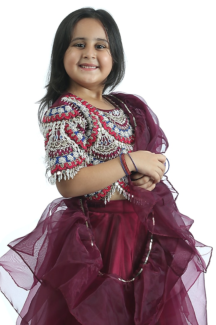 Purple Organza Lehenga Set For Girls by Alyaansh Couture at Pernia's Pop Up Shop