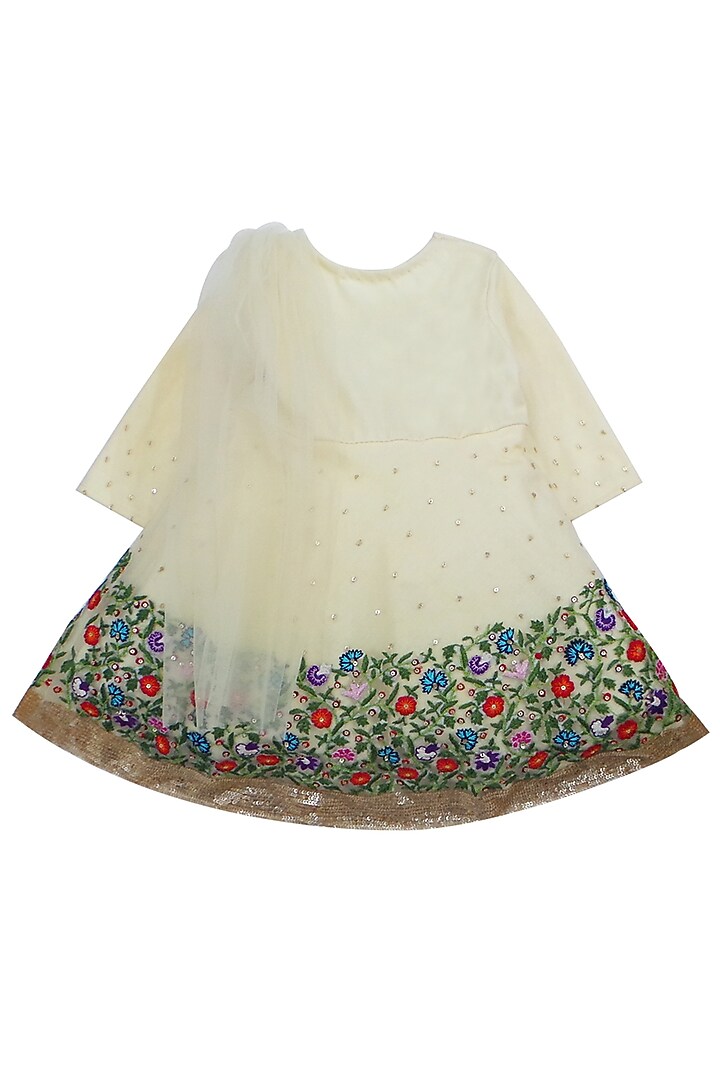 Yellow Cotton Jersey Floral Machine Embroidered Lehenga Romper by Alyaansh Couture at Pernia's Pop Up Shop