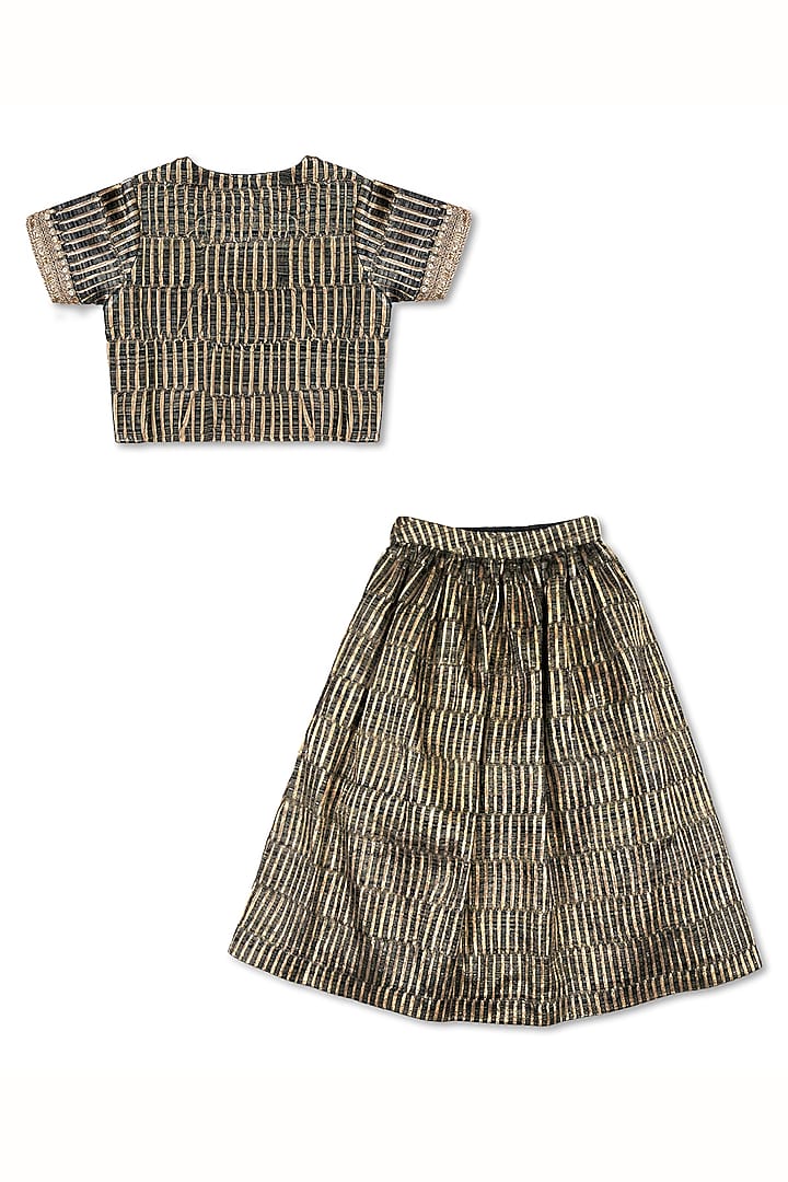 Black & Gold Tissue Silk Lehenga Set For Girls by Alyaansh Couture at Pernia's Pop Up Shop
