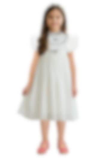 White Organza Embellished Dress For Girls by Alyaansh Couture at Pernia's Pop Up Shop