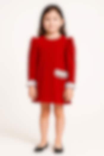 Red Banana Crepe Dress For Girls by Alyaansh Couture at Pernia's Pop Up Shop