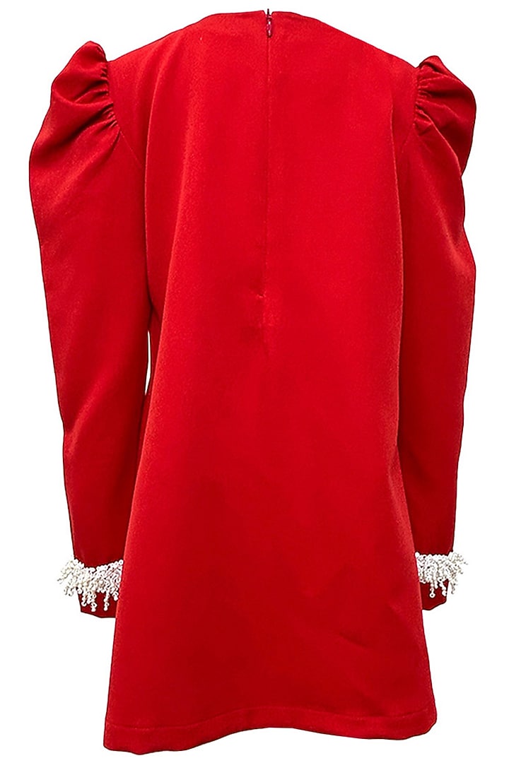 Red Banana Crepe Dress For Girls by Alyaansh Couture at Pernia's Pop Up Shop