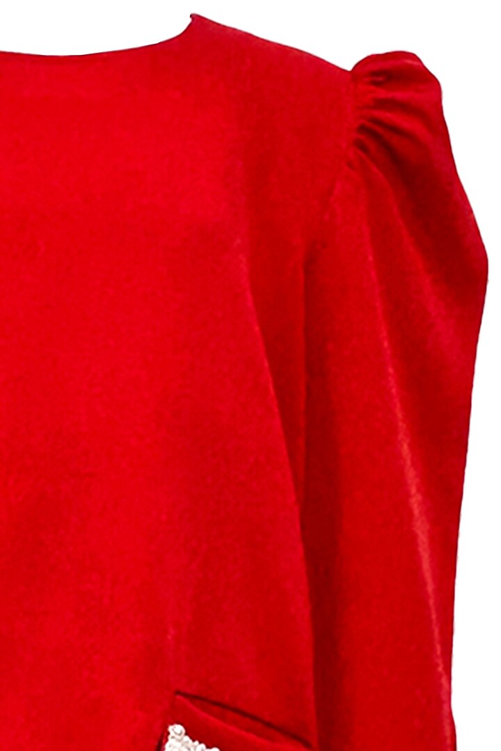 Red Banana Crepe Dress For Girls by Alyaansh Couture at Pernia's Pop Up Shop