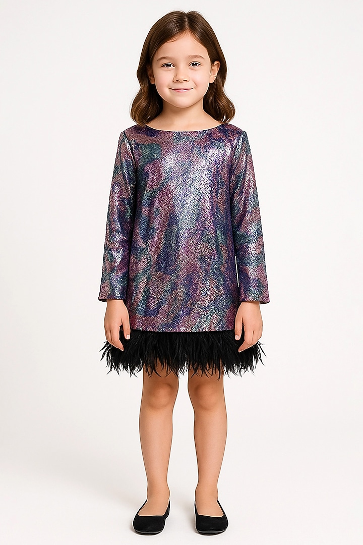 Multi-Colored Sequins Georgette Dress For Girls by Alyaansh Couture at Pernia's Pop Up Shop