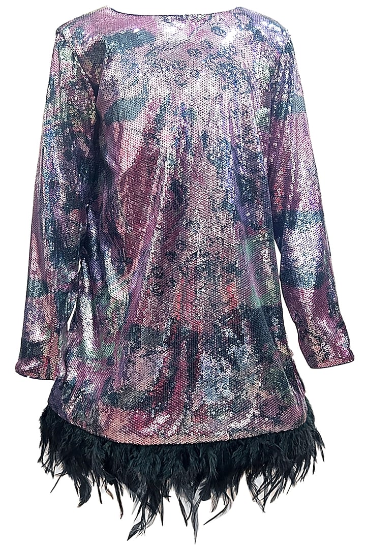 Multi-Colored Sequins Georgette Dress For Girls by Alyaansh Couture at Pernia's Pop Up Shop