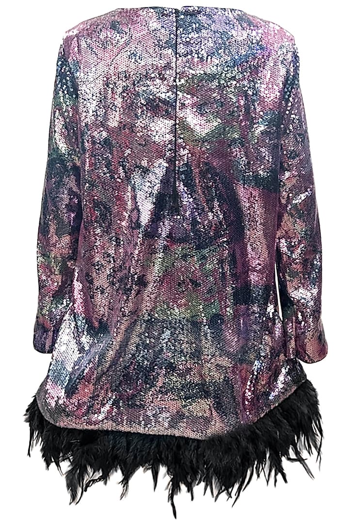 Multi-Colored Sequins Georgette Dress For Girls by Alyaansh Couture at Pernia's Pop Up Shop
