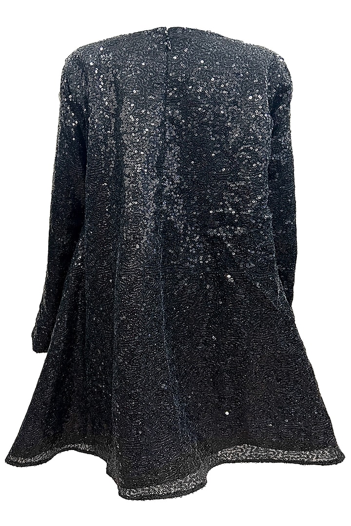 Black Sequins Georgette Dress For Girls by Alyaansh Couture at Pernia's Pop Up Shop