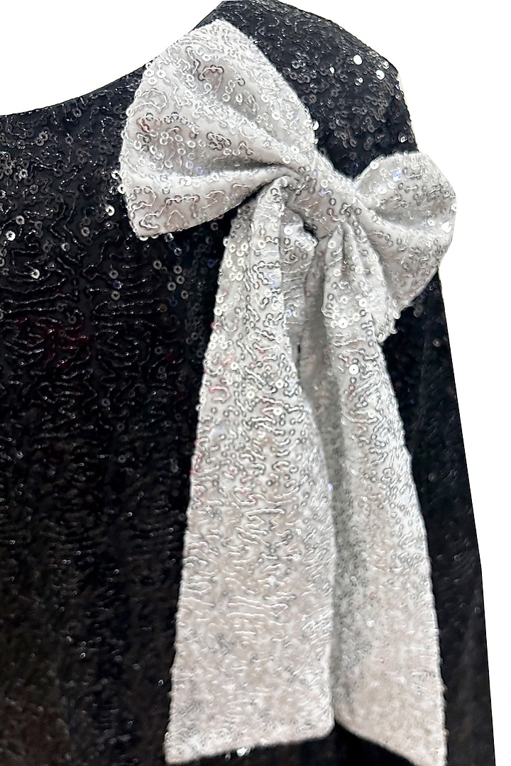 Black Sequins Georgette Dress For Girls by Alyaansh Couture at Pernia's Pop Up Shop