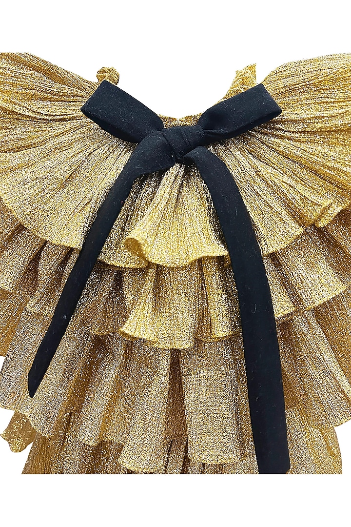 Golden Foil Crinkled Dress For Girls by Alyaansh Couture at Pernia's Pop Up Shop
