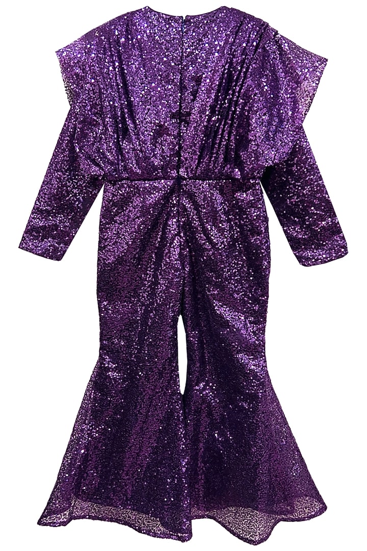 Purple Sequins Georgette Jumpsuit For Girls by Alyaansh Couture at Pernia's Pop Up Shop