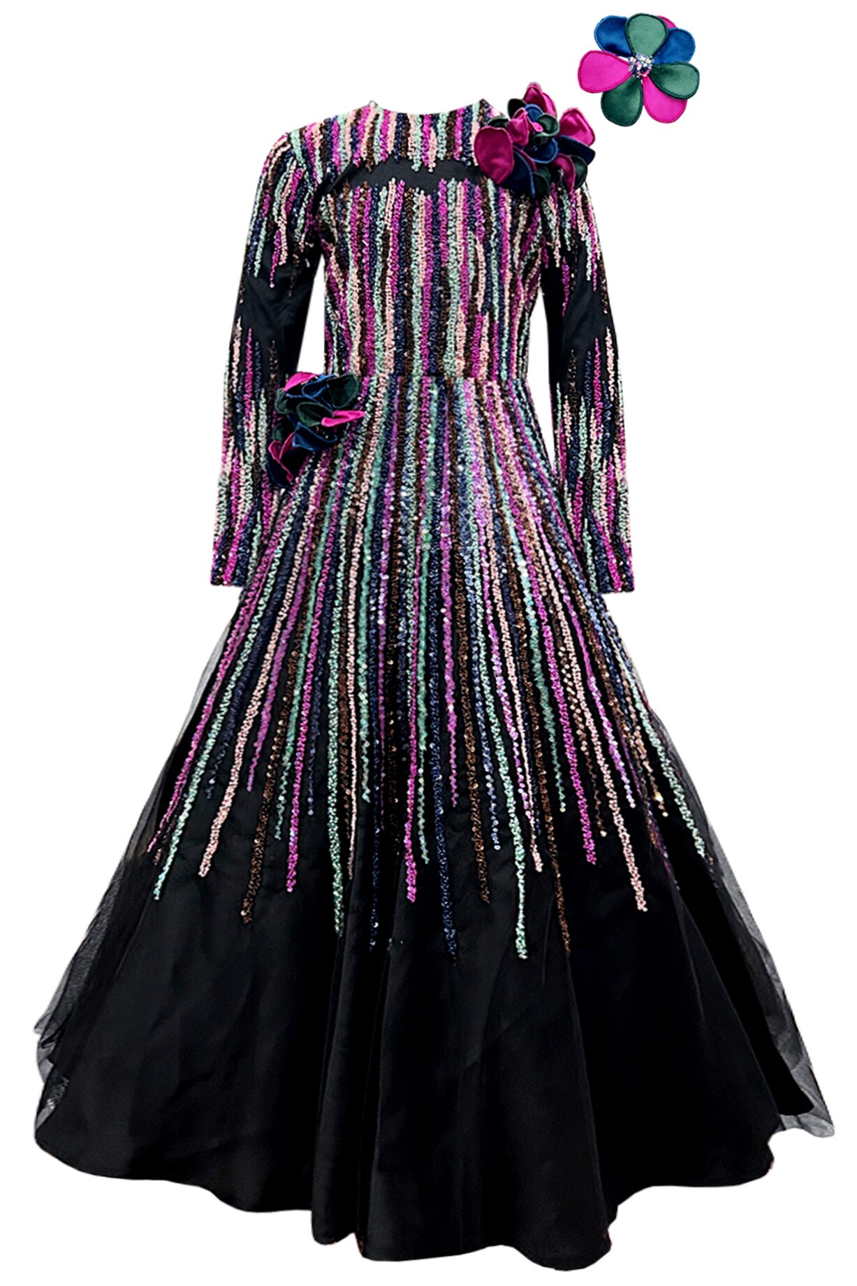 Yellow Handwork Net Gown