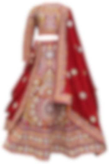 Red Georgette Dori Work Lehenga Set For Girls by Alyaansh Couture at Pernia's Pop Up Shop