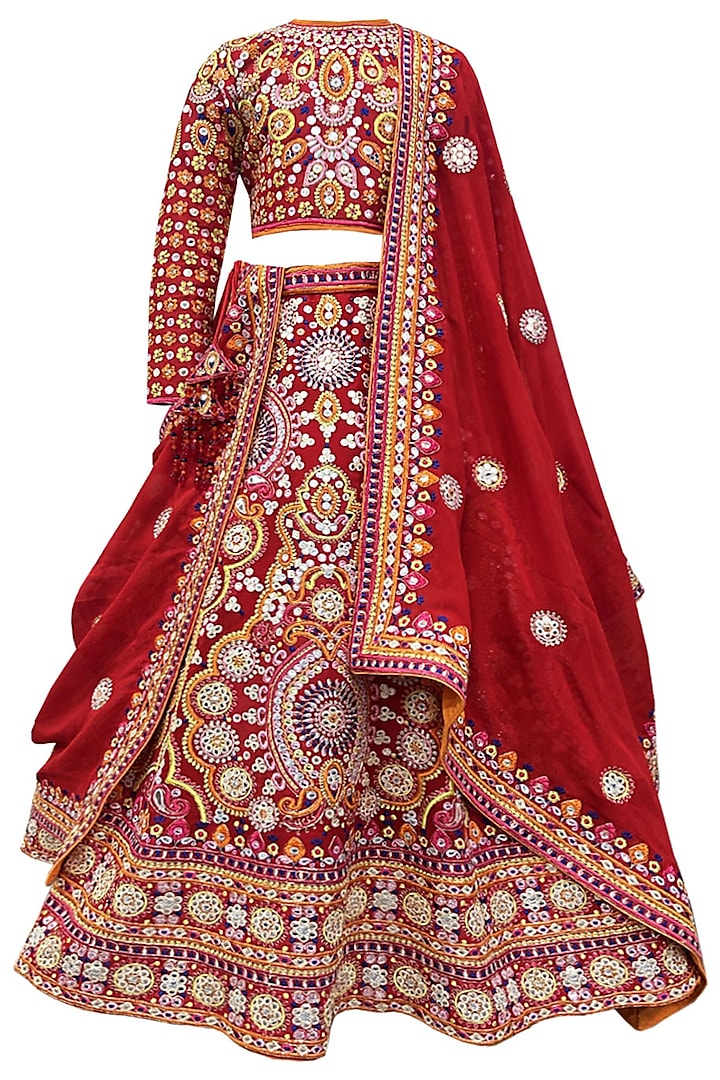 Red Georgette Dori Work Lehenga Set For Girls by Alyaansh Couture at Pernia's Pop Up Shop