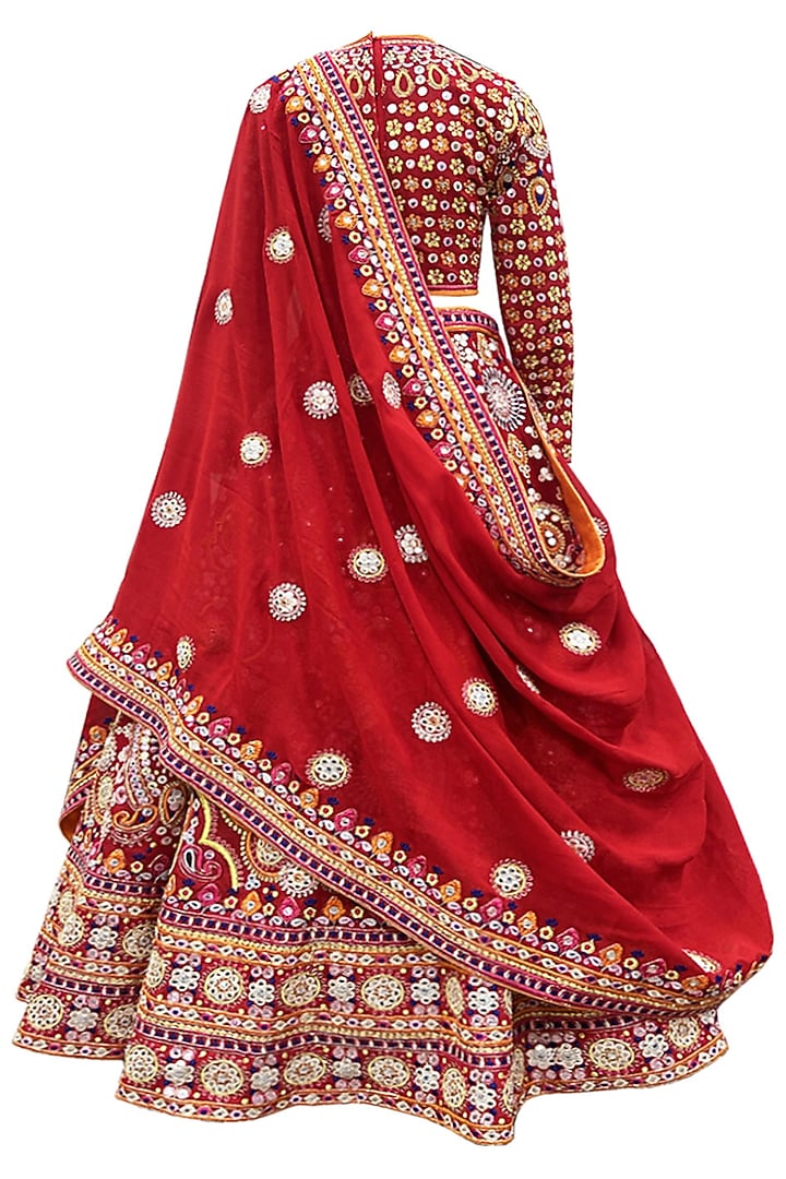 Red Georgette Dori Work Lehenga Set For Girls by Alyaansh Couture at Pernia's Pop Up Shop