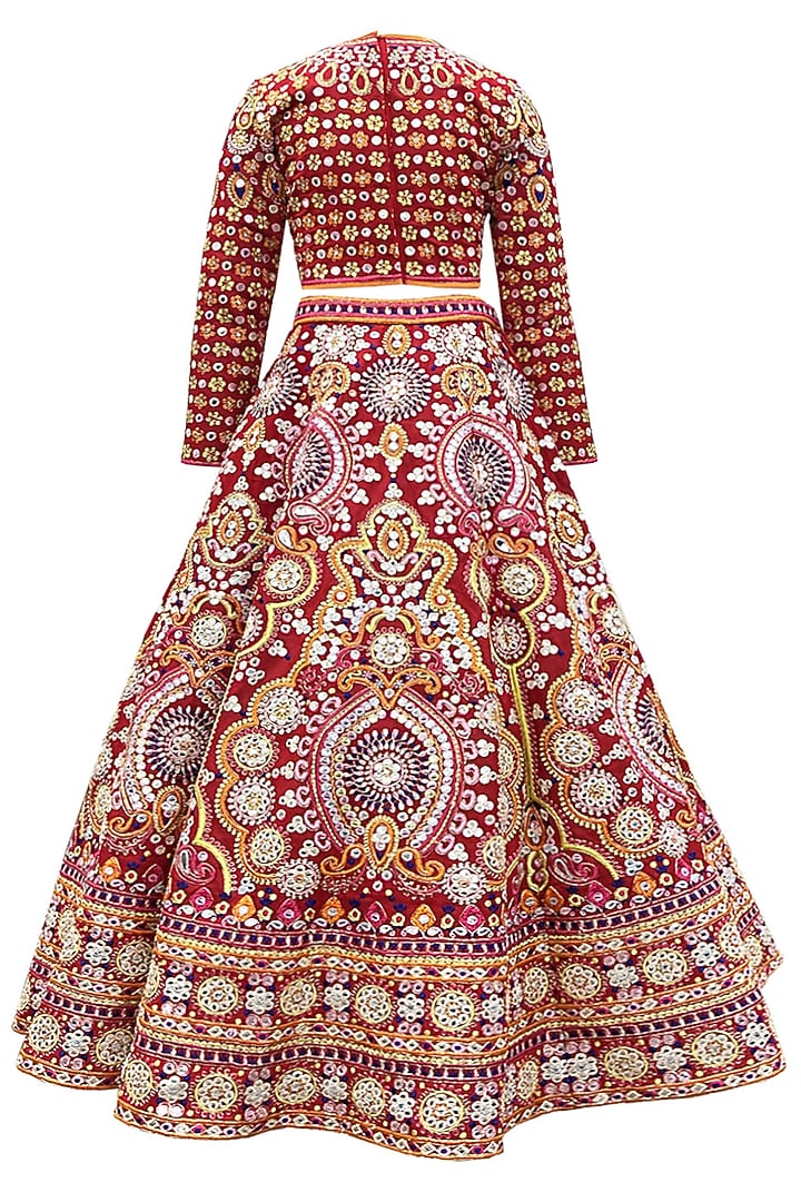 Red Georgette Dori Work Lehenga Set For Girls by Alyaansh Couture at Pernia's Pop Up Shop