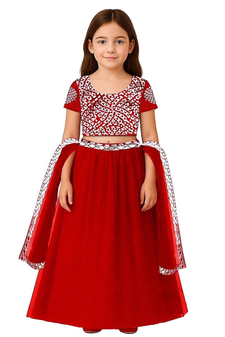 Red Organza Lehenga Set by Alyaansh Couture at Pernia's Pop Up Shop