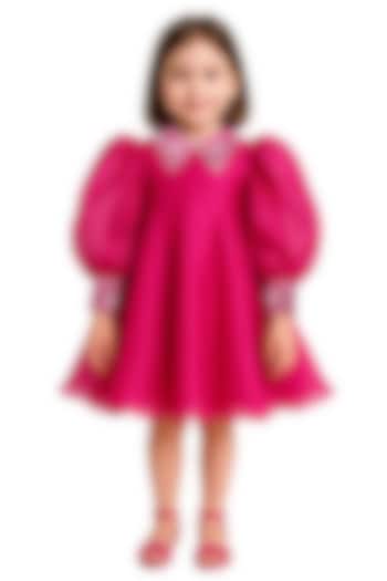 Pink Organza Embellished Dress For Girls by Alyaansh Couture at Pernia's Pop Up Shop