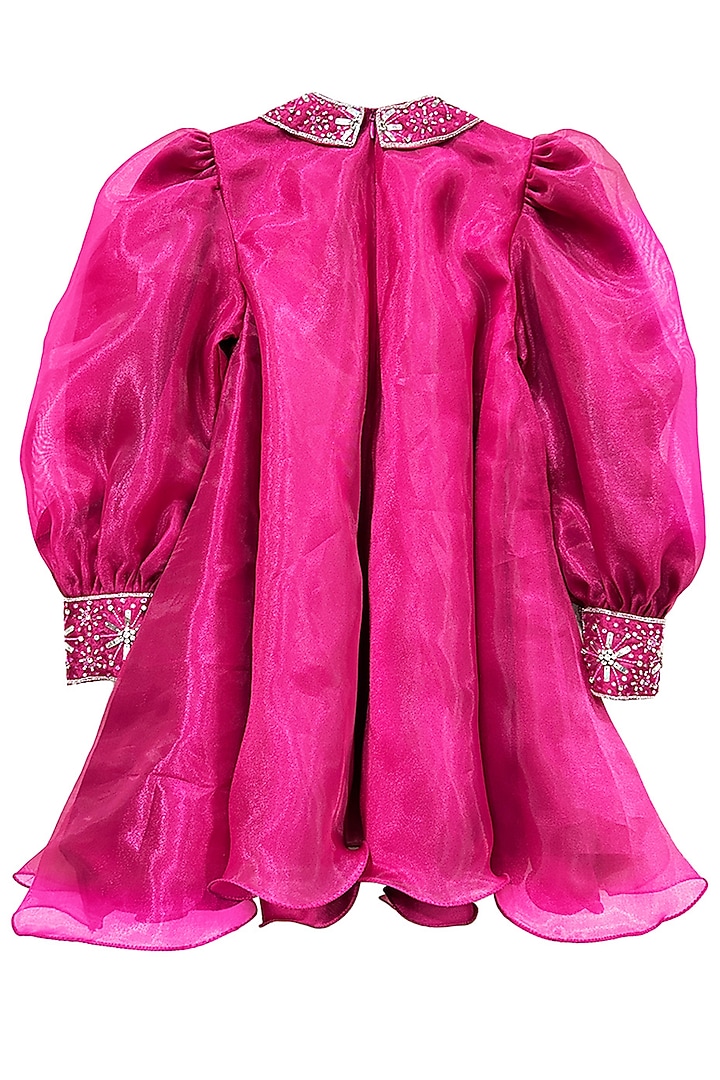 Pink Organza Embellished Dress For Girls by Alyaansh Couture at Pernia's Pop Up Shop