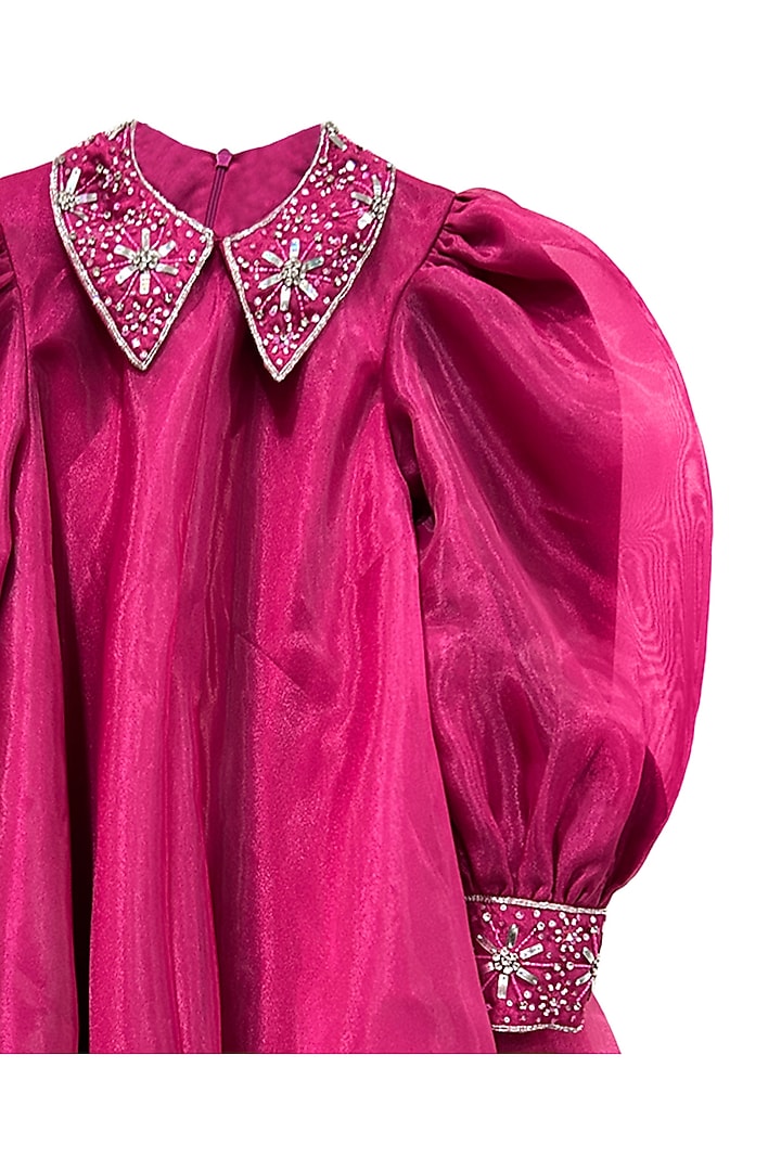Pink Organza Embellished Dress For Girls by Alyaansh Couture at Pernia's Pop Up Shop