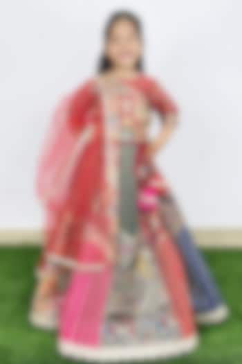 Multi-Colored Raw Silk Machine Embroidered Lehenga Set For Girls by Alyaansh Couture at Pernia's Pop Up Shop