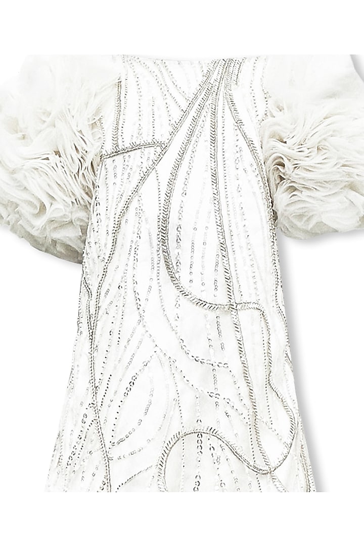 White Net Embroidered Dress For Girls by Alyaansh Couture at Pernia's Pop Up Shop