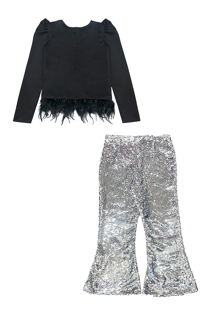 Black Scuba & Sequins Georgette Co-Ord Set For Girls by Alyaansh Couture at Pernia's Pop Up Shop