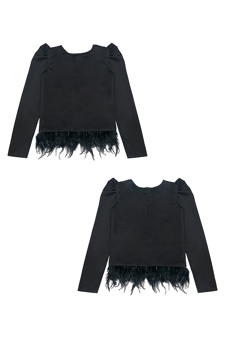 Black Scuba & Sequins Georgette Co-Ord Set For Girls by Alyaansh Couture at Pernia's Pop Up Shop