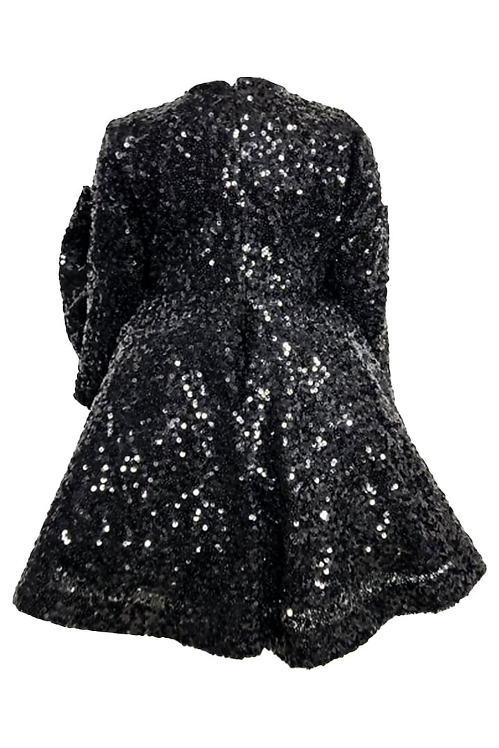 Black Net Sequins Embroidered Dress For Girls by Alyaansh Couture at Pernia's Pop Up Shop
