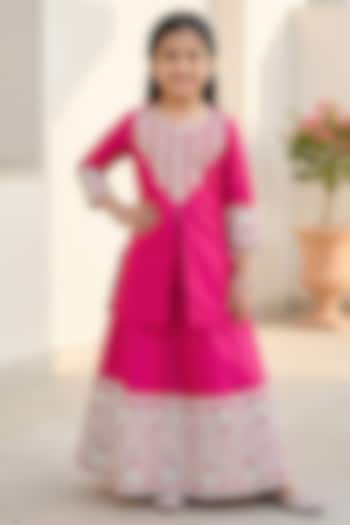 Rani Pink Silk Patra & Dori Embroidered Lehenga Set For Girls by Alyaansh Couture at Pernia's Pop Up Shop