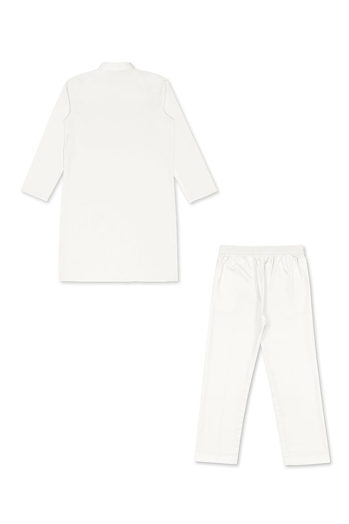 White Cotton & Silk Handwork Bundi Jacket Set For Boys by Alyaansh Couture at Pernia's Pop Up Shop