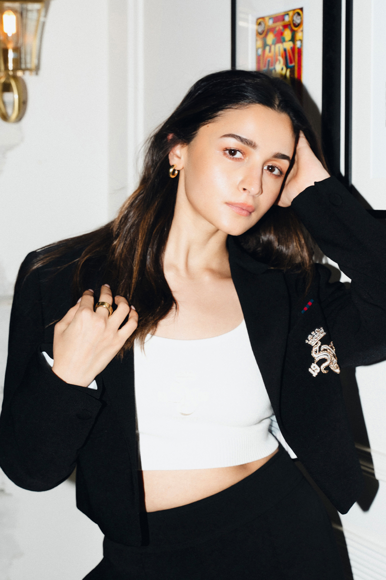 Black Delta Crepe Crop Jacket by S&N by Shantnu Nikhil at Pernia's Pop Up Shop