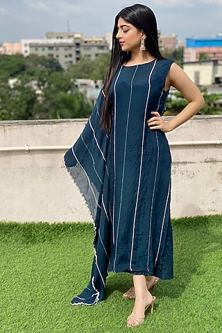 Seagrass Chiffon Kaftan  by Pooja Kankariya