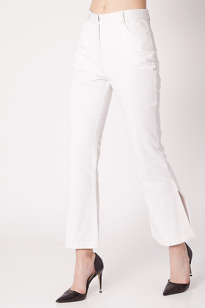 White Cotton Twill Pants by ALIGNE at Pernia's Pop Up Shop