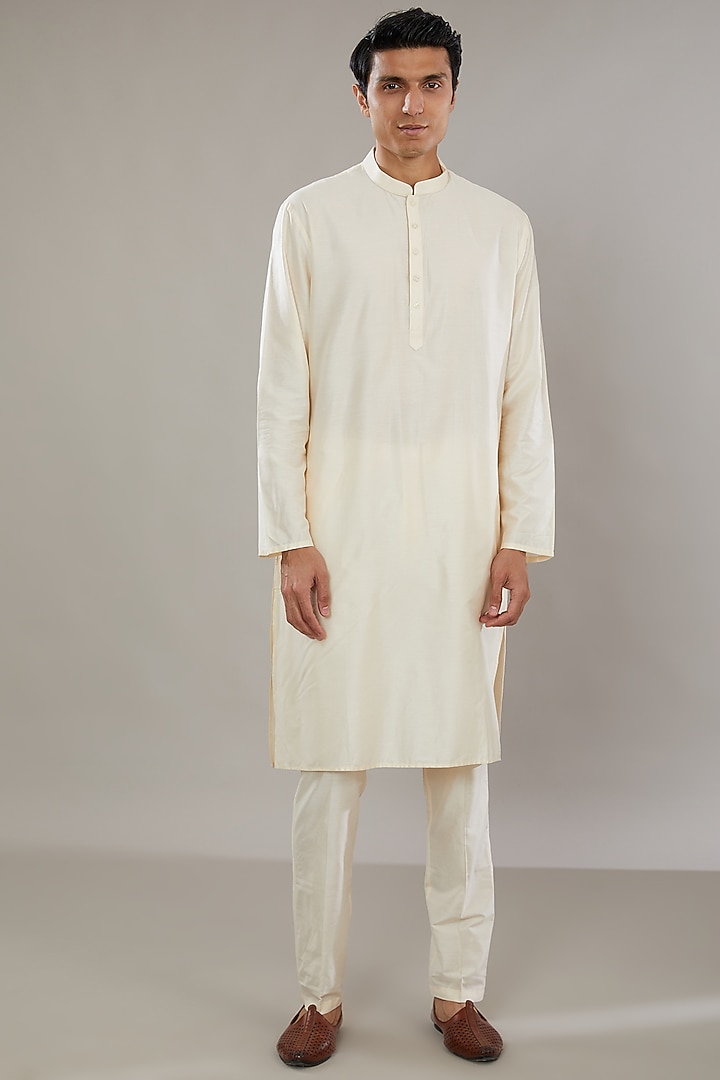 White Cotton Silk Embroidered Bundi Set by AL USTAAD at Pernia's Pop Up Shop
