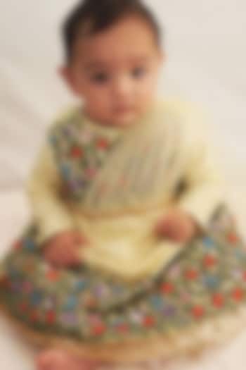 Yellow Cotton Jersey Floral Machine Embroidered Lehenga Romper by Alyaansh Couture at Pernia's Pop Up Shop
