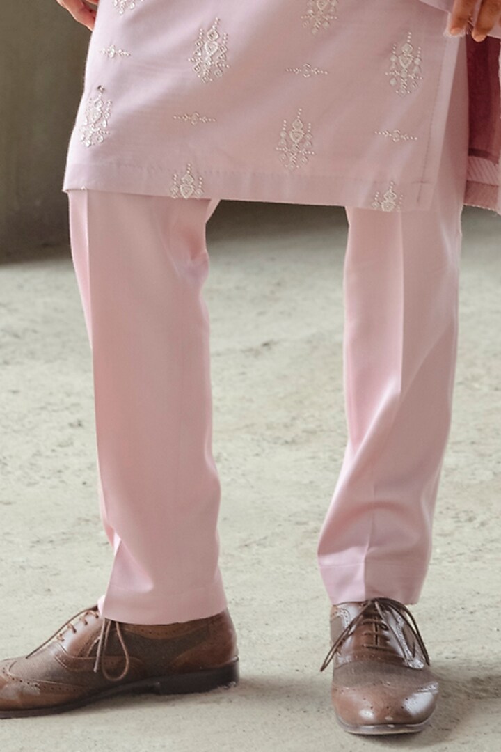 Pink Modal Satin Silk Sequins Hand Embroidered Kurta Set by Amaare at Pernia's Pop Up Shop