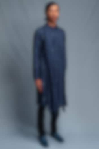 Blue Modal Satin Silk Hand Embroidered Kurta Set by Amaare at Pernia's Pop Up Shop