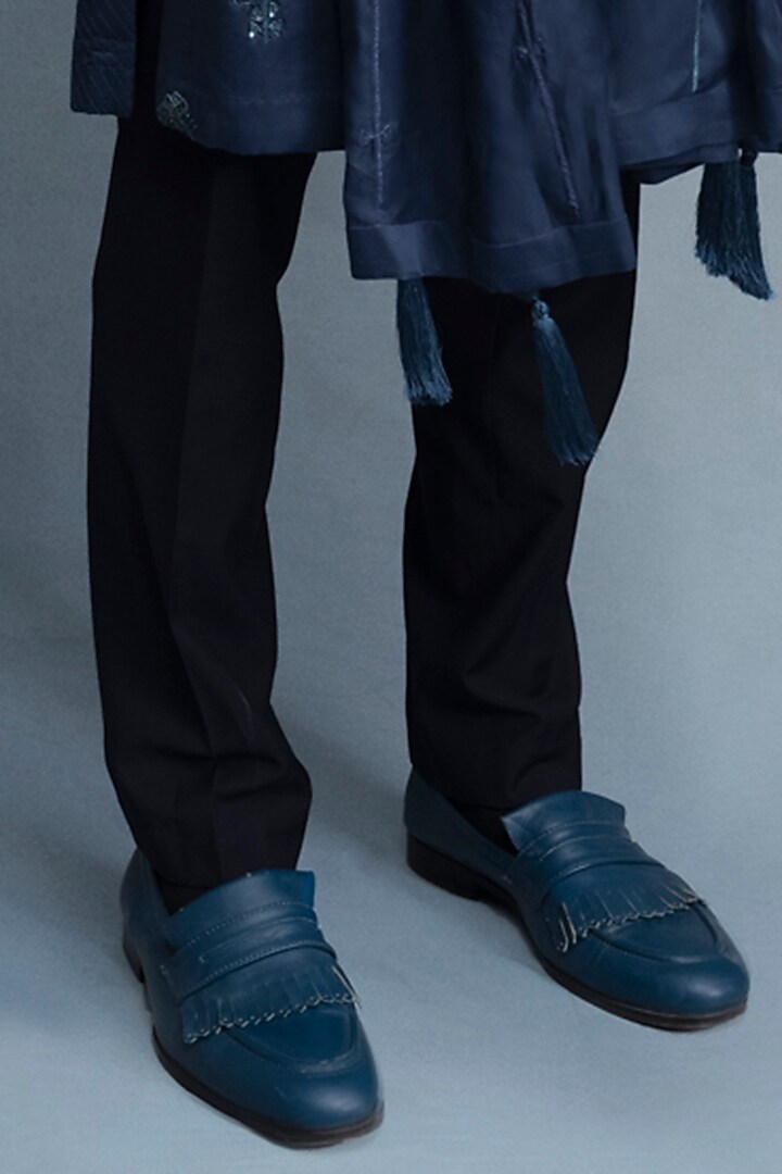 Blue Modal Satin Silk Hand Embroidered Kurta Set by Amaare at Pernia's Pop Up Shop