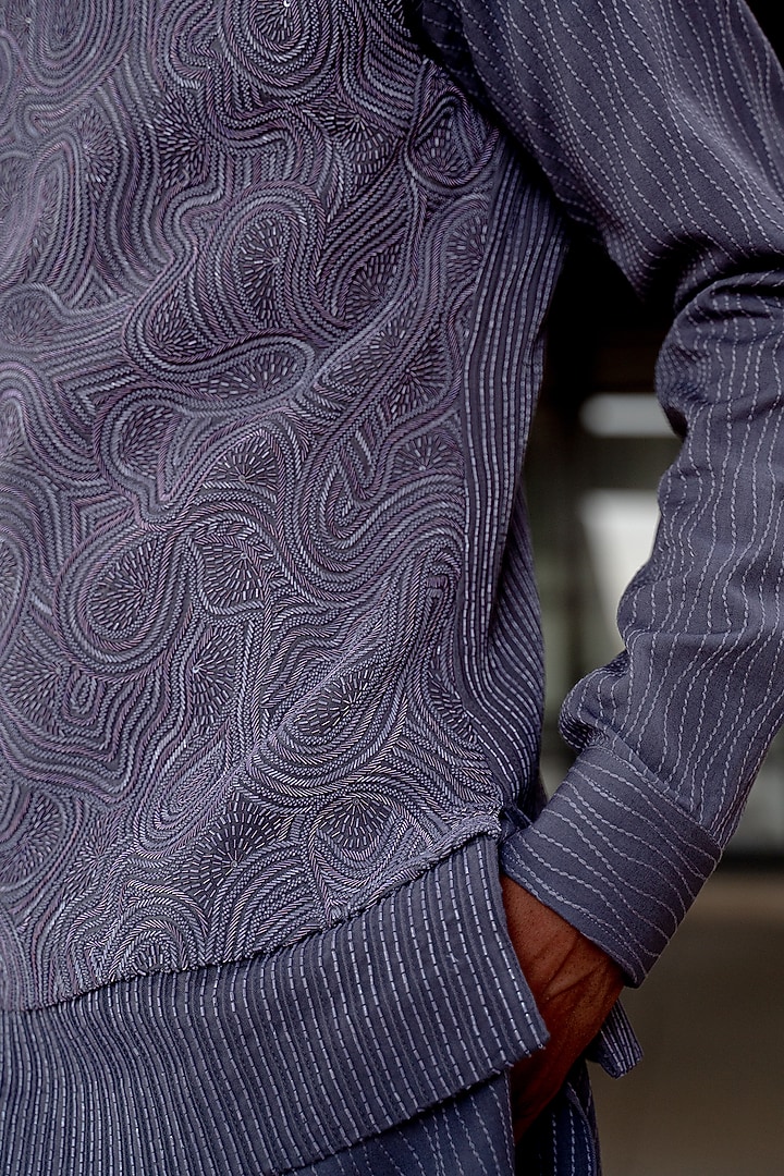 Purple Silk Hand Embroidered Bundi Jacket Set by Amaare at Pernia's Pop Up Shop