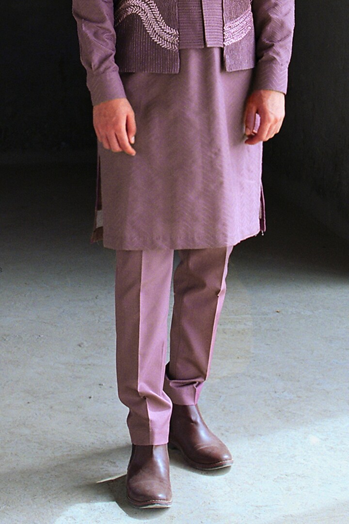 Purple Silk Hand Embroidered Bundi Jacket Set by Amaare at Pernia's Pop Up Shop