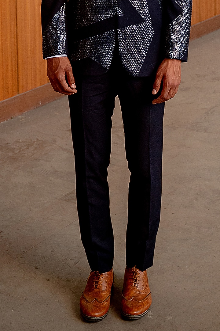 Black Suiting Hand Embroidered Tuxedo Set by Amaare at Pernia's Pop Up Shop