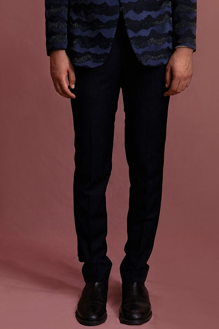 Black Suiting Hand Embroidered Tuxedo Set by Amaare at Pernia's Pop Up Shop