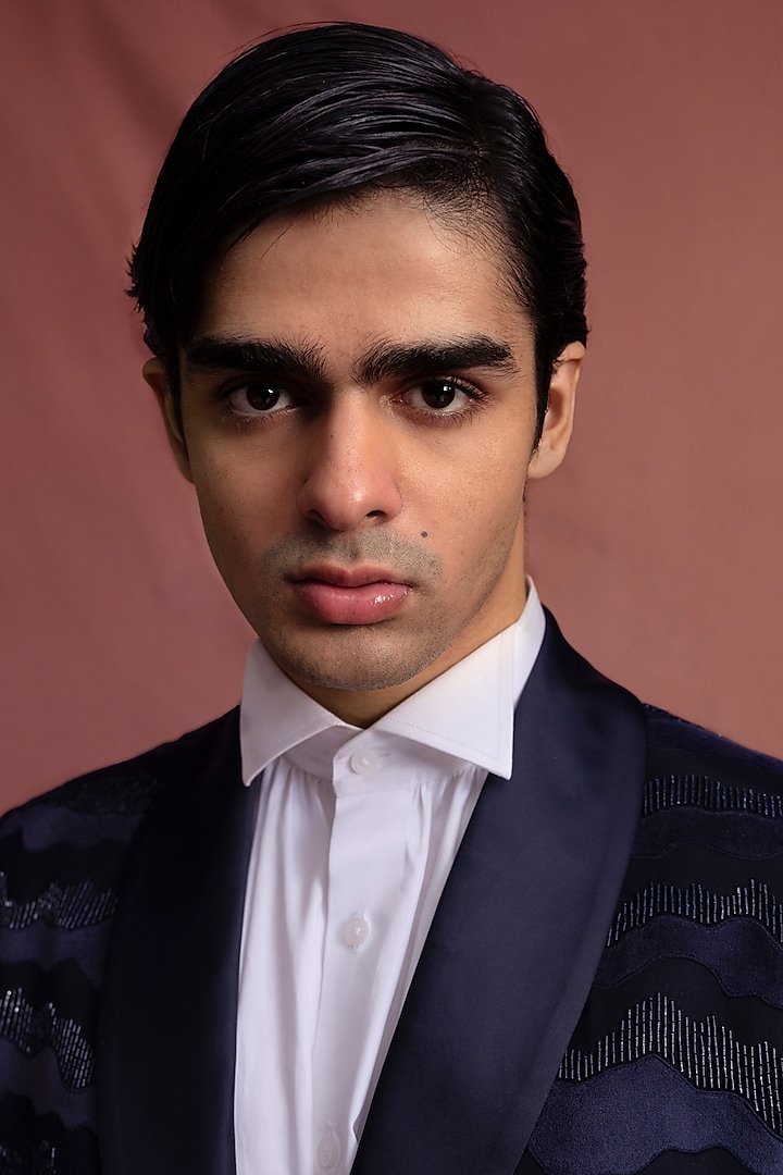 Black Suiting Hand Embroidered Tuxedo Set by Amaare at Pernia's Pop Up Shop