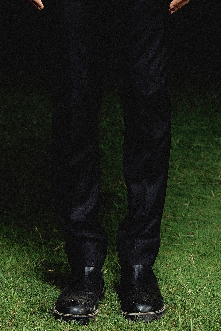 Black Suiting Hand Embroidered Tuxedo Set by Amaare at Pernia's Pop Up Shop