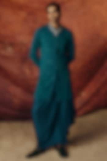 Forest Green Silk Satin Sequins Embroidered Kurta Set by Amaare at Pernia's Pop Up Shop