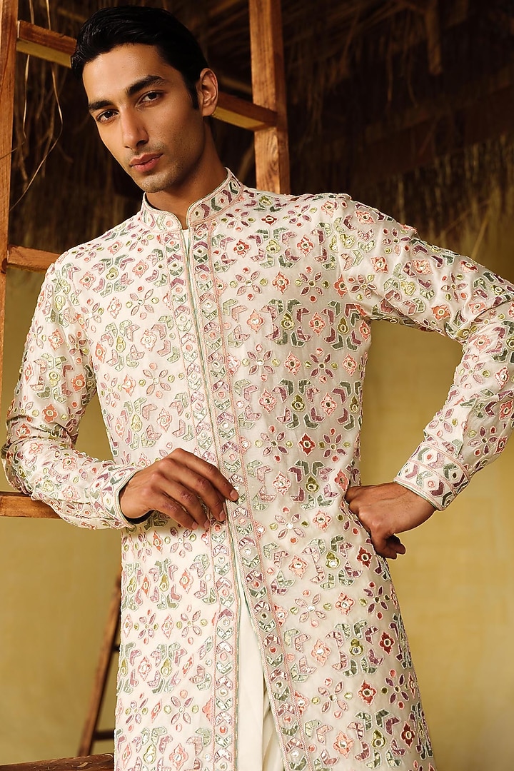 Ivory Silk Tissue Kurta Set by Amaare at Pernia's Pop Up Shop