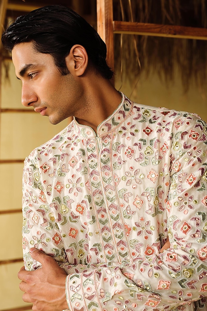 Ivory Silk Tissue Kurta Set by Amaare at Pernia's Pop Up Shop