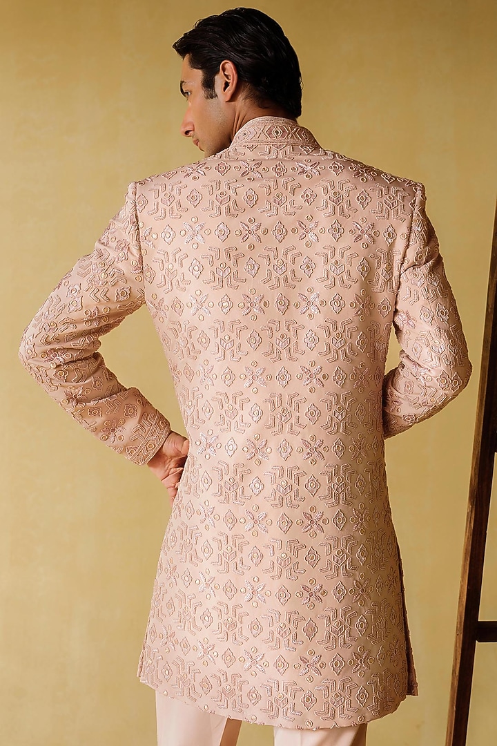 Dusty Pink Silk Wool Blend Indo-Western Set by Amaare at Pernia's Pop Up Shop